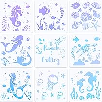 Amazon.co.jp: 海の生き物 ステンシル 絵画 海の動物